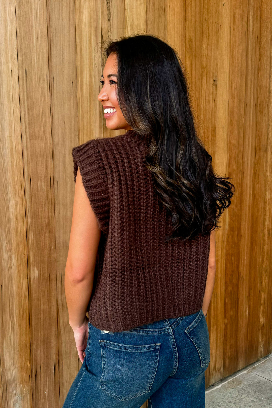 Felt Good About You Sleeveless Sweater - Espresso