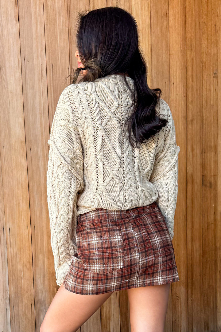 Autumn Leaves Falling Plaid Mini Skirt