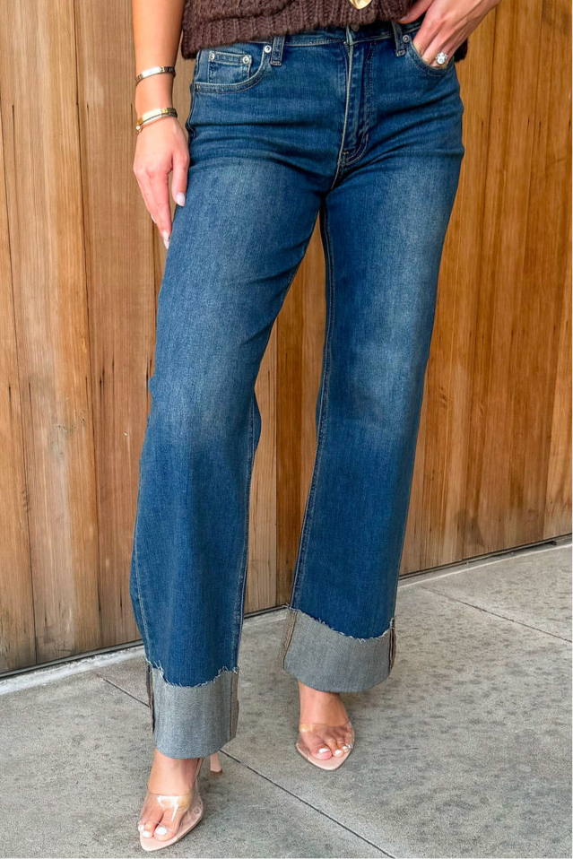JBD: Well Balanced Cuffed Wide Leg - Vintage Dark