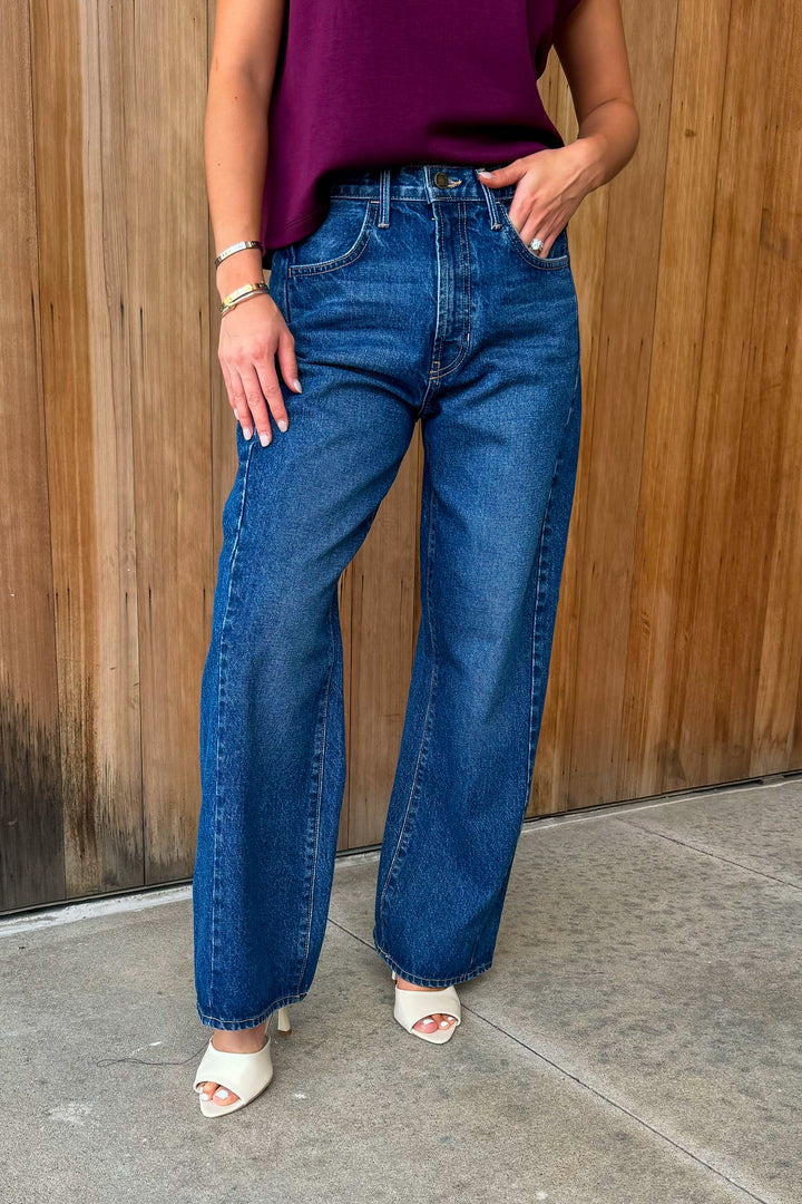 Just Black: Take it Easy Barrel Jean Twist -Dark Wash
