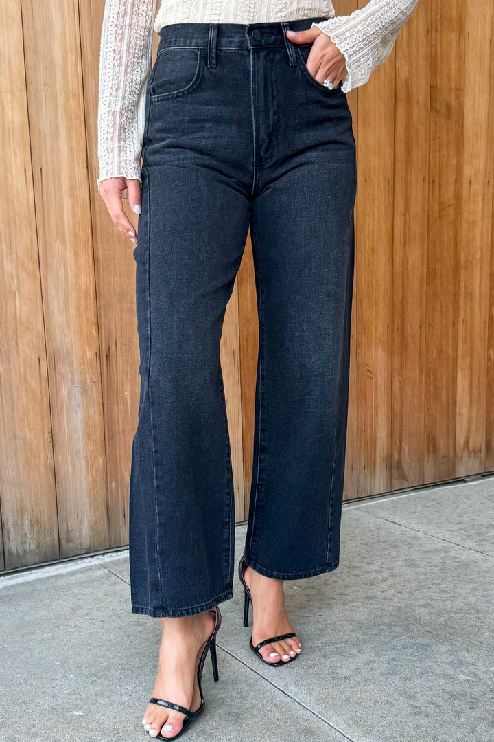 Just Black: Take it Easy Barrel Jean Twist -Washed Black