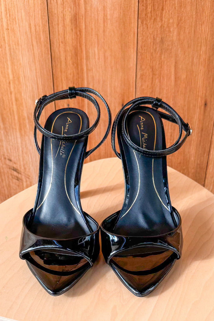 Cassie Peep Toe Heels- Black Patent