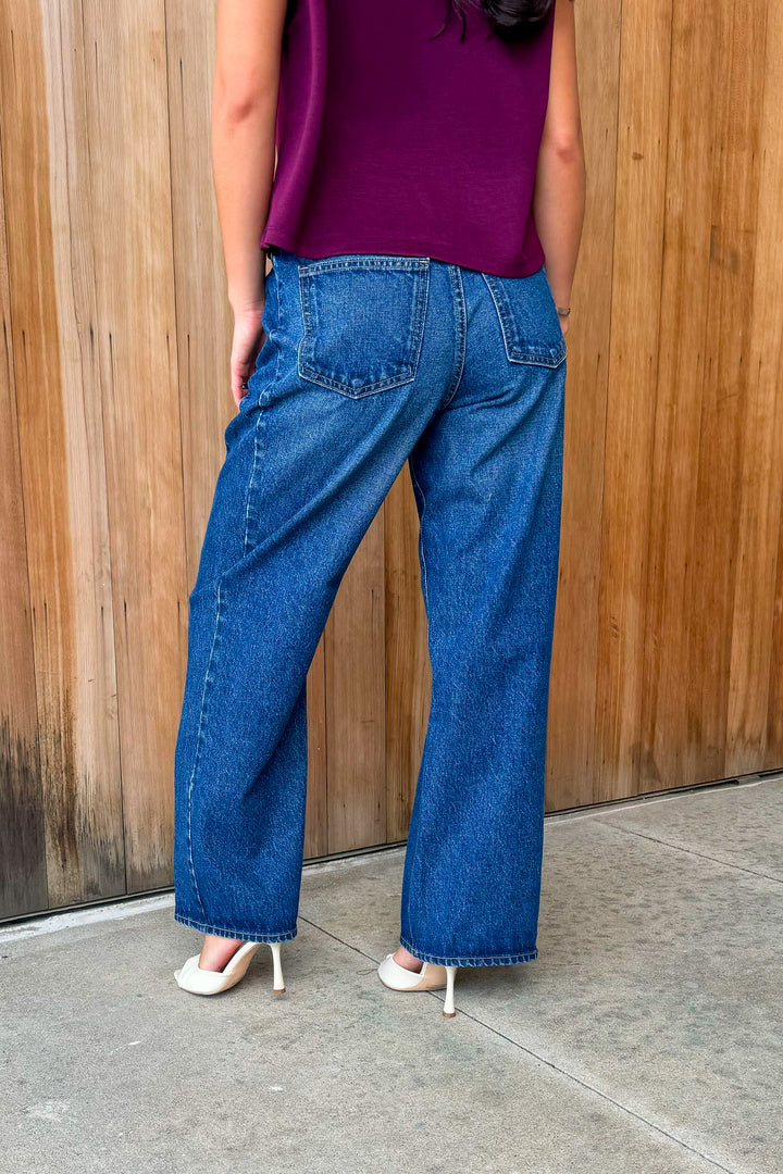 Just Black: Take it Easy Barrel Jean Twist -Dark Wash