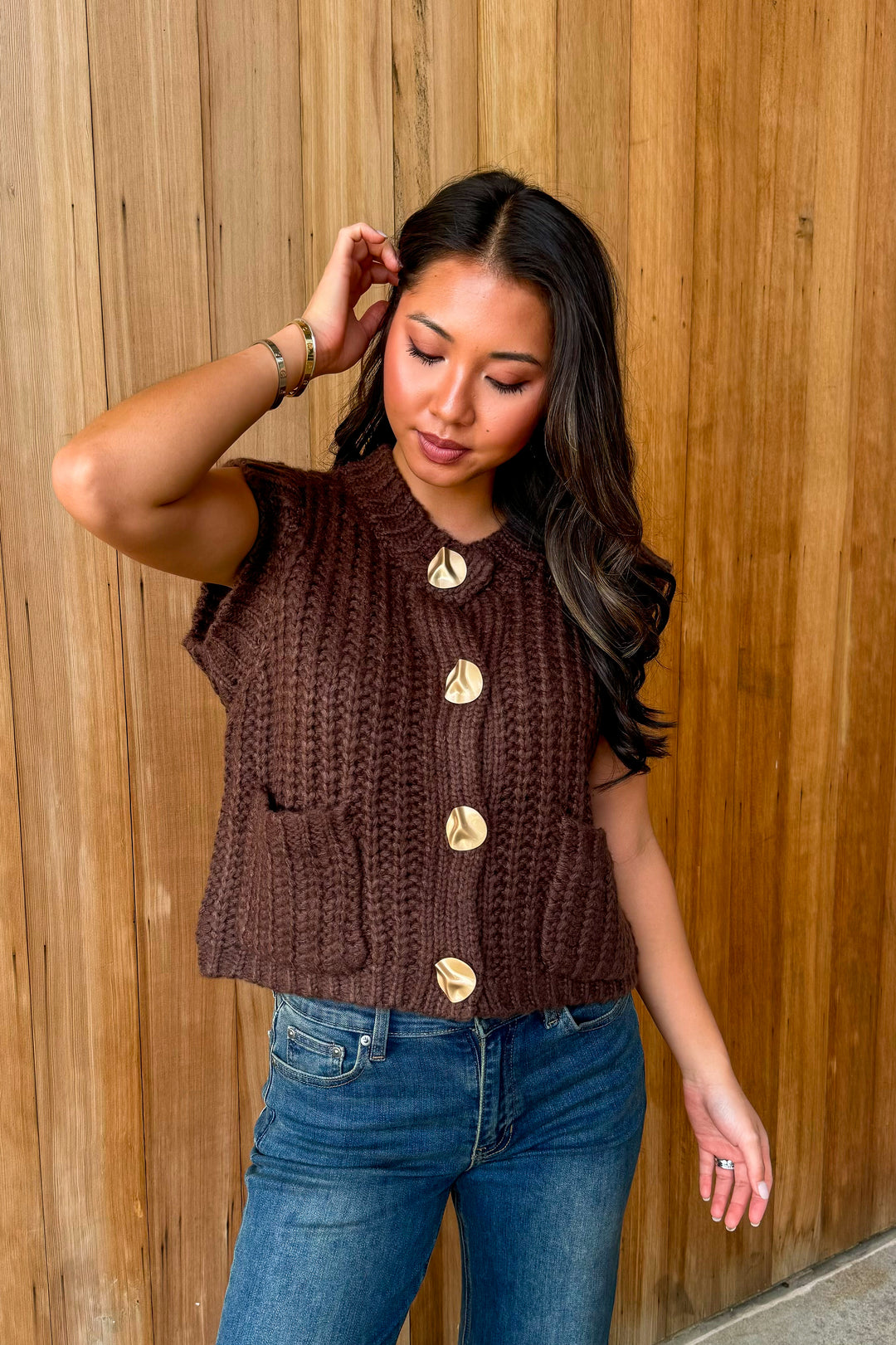 Felt Good About You Sleeveless Sweater - Espresso