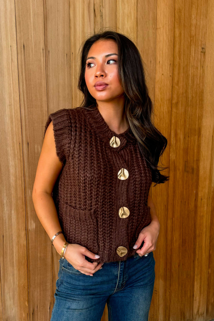 Felt Good About You Sleeveless Sweater - Espresso