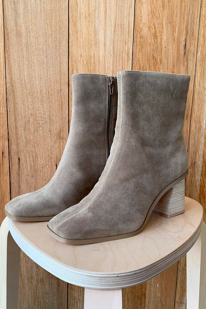Vera Dark Taupe Square Toe Ankle Bootie