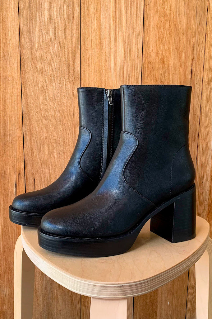 Alexandra Black Platform Ankle Booties