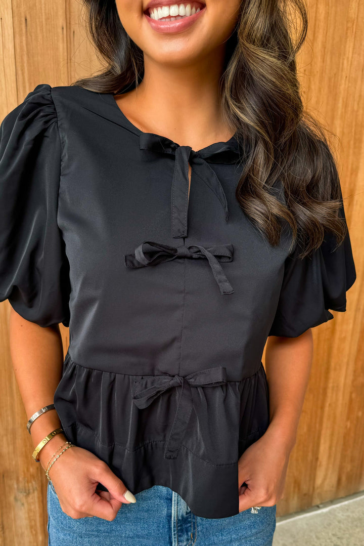 Adore you Black Bow Top