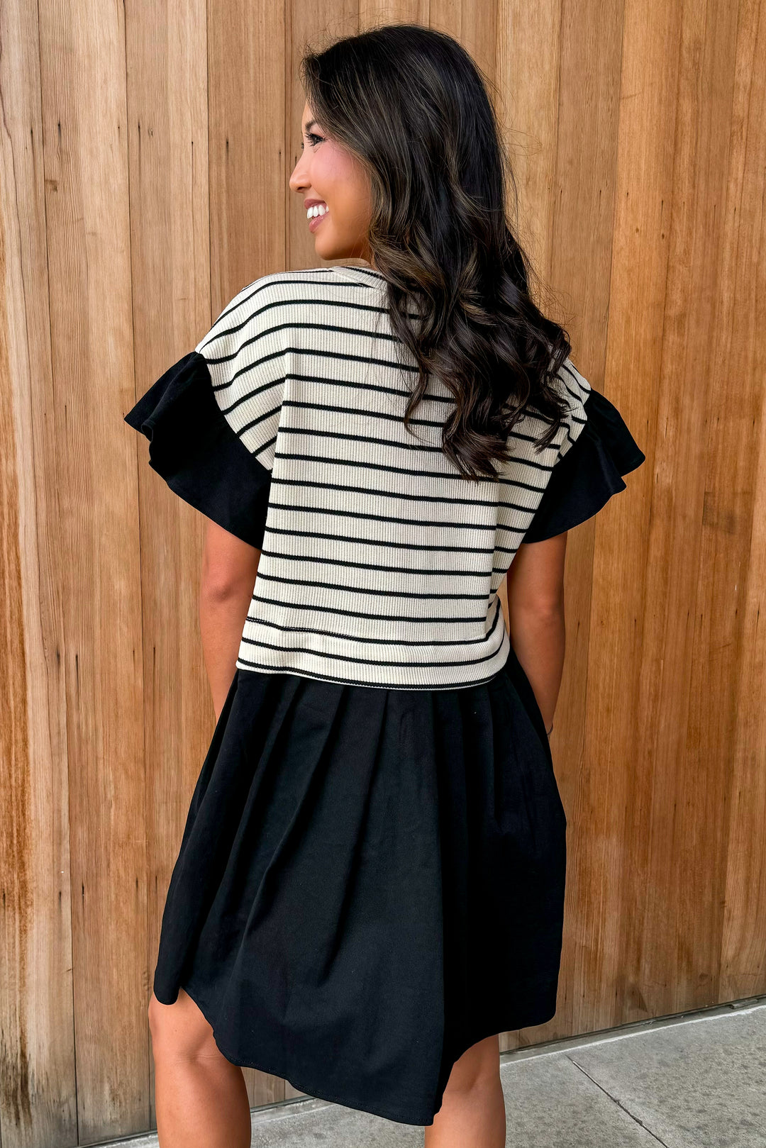 Best of Both Worlds Black Stripe Sweater Top Dress