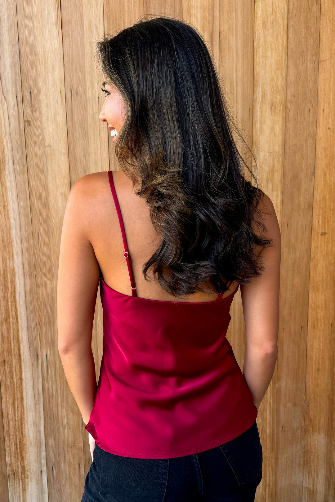 Close to You Burgundy Satin Camisole