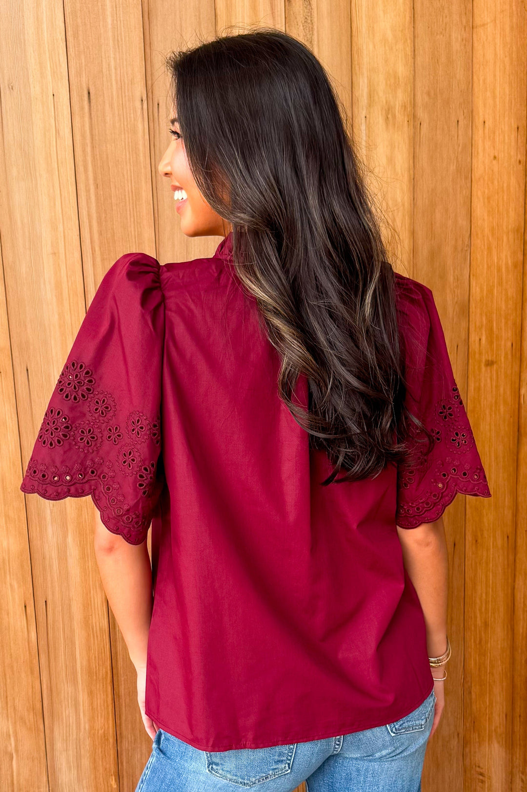 With Grace Top -Burgundy