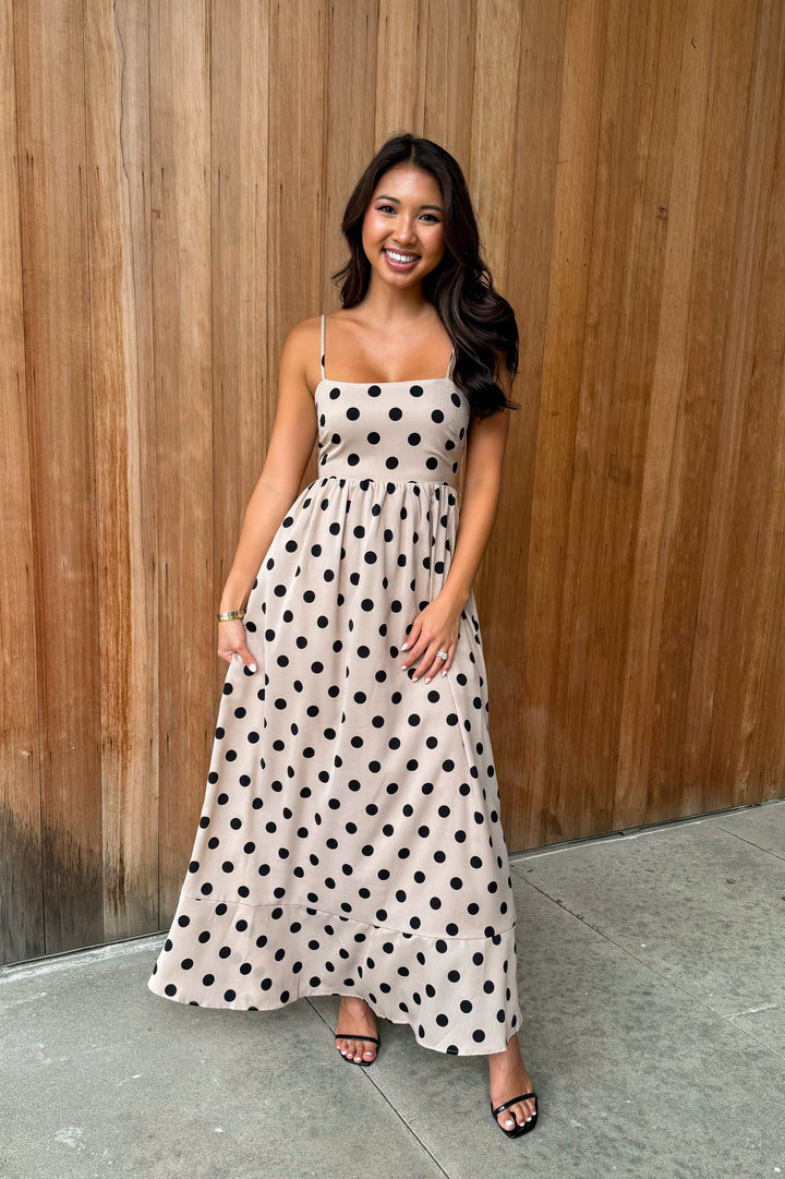 So Lovely Polkadot Sleeveless Maxi Dress