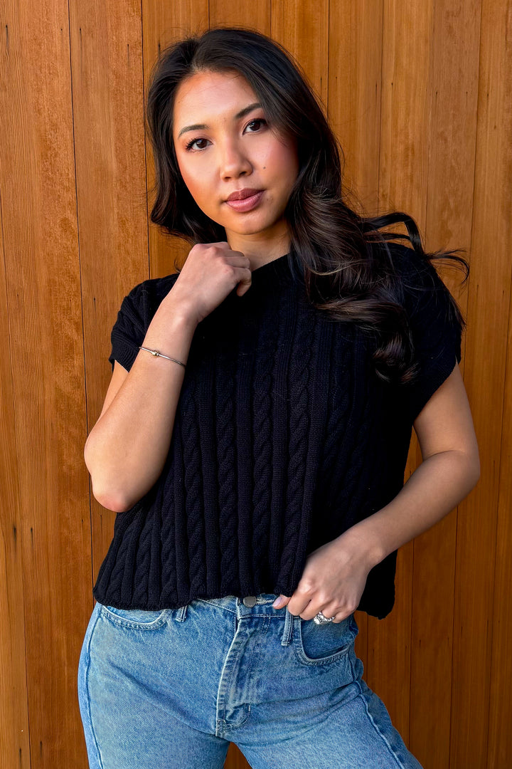 Just Because Sweater Top -Black
