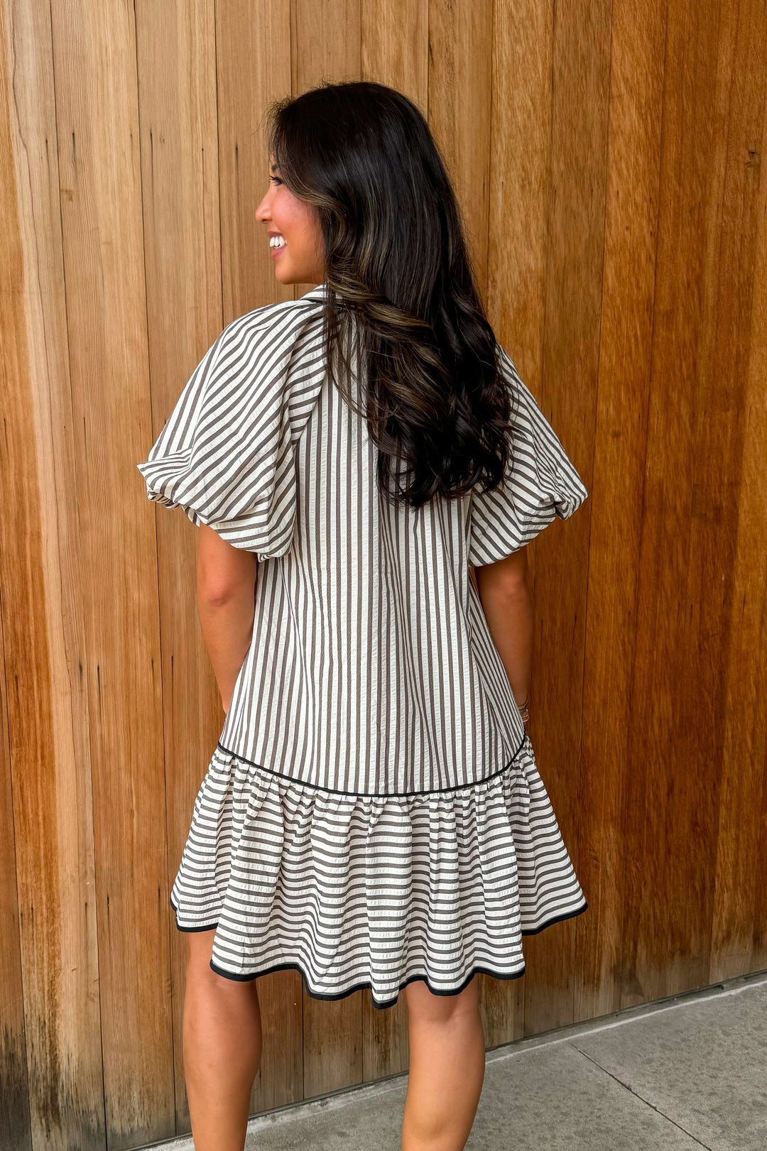On a Whim Striped Dress- Black