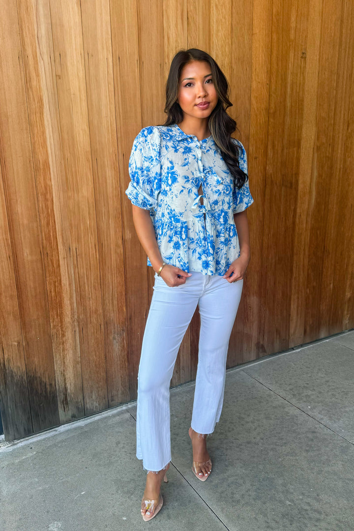 Tied to Perfection Linen Bow Top