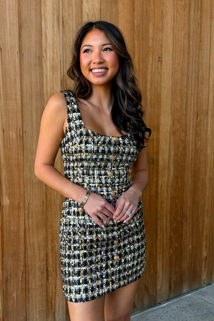 Meet Me At Midnight Tweed Sequin Dress