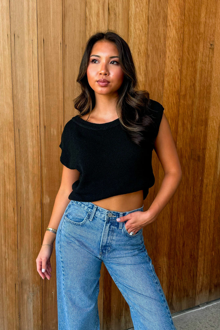 One More Thing Knit Top - Black