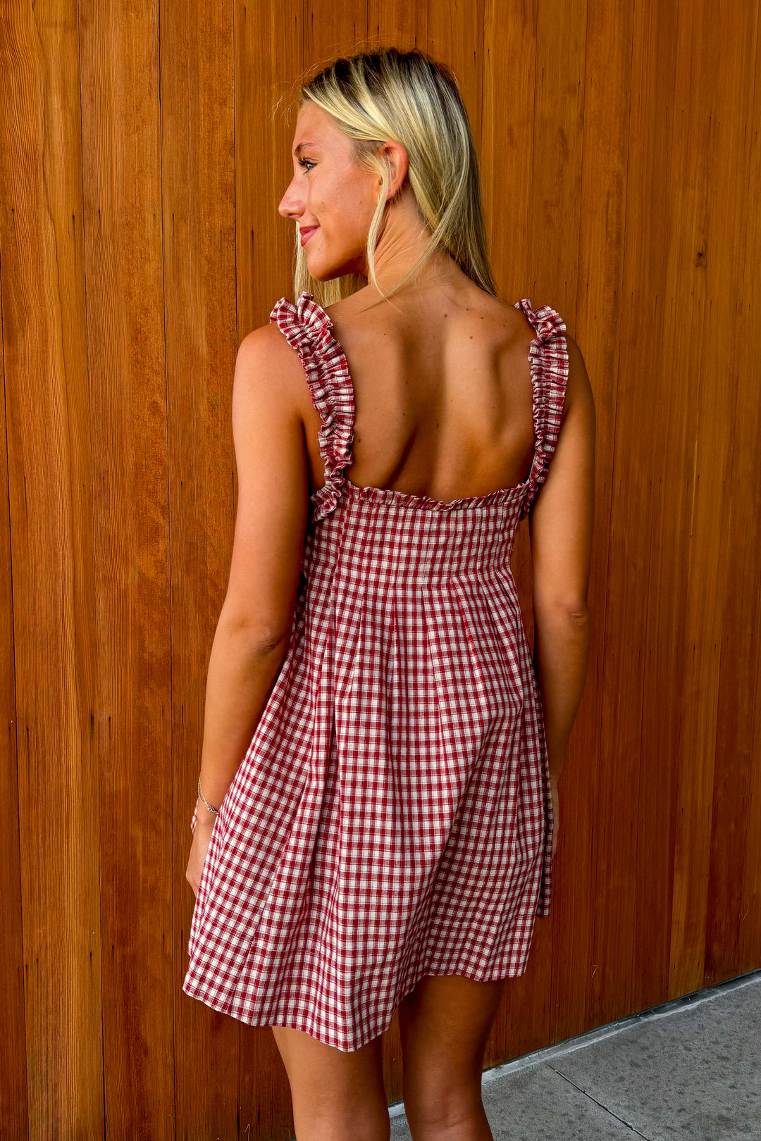 Check Mate Plaid Babydoll Dress - Red