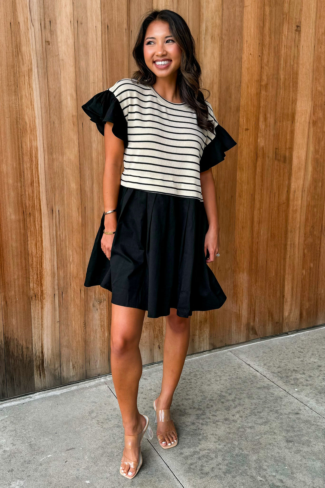 Best of Both Worlds Black Stripe Sweater Top Dress