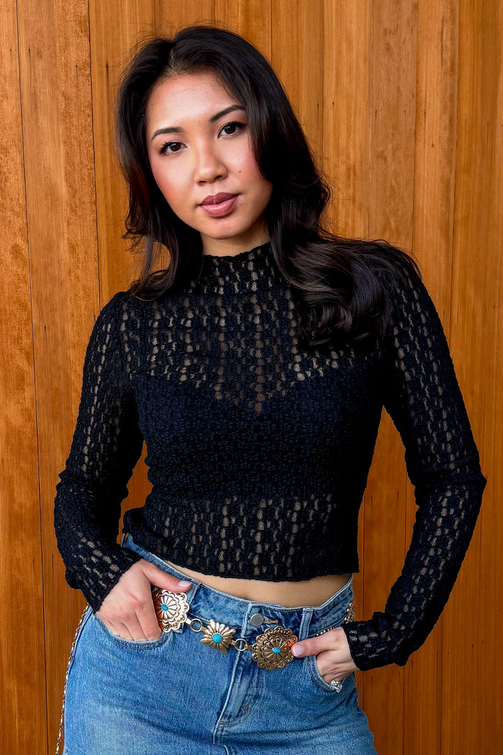 Take Me Away Mesh Floral Top