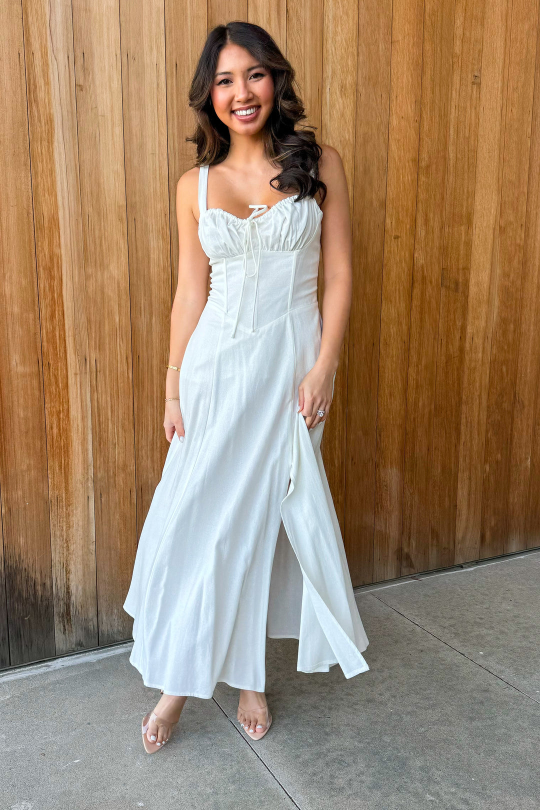 Destined for Romance Ivory Bustier Midi Dress Anjouil's Destined for Romance Ivory Bustier Midi Dress Anjouil's