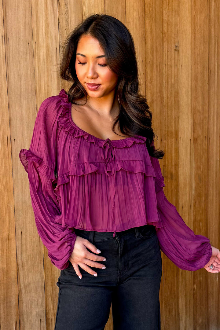 Only Love Sheer Top - Dark Rose