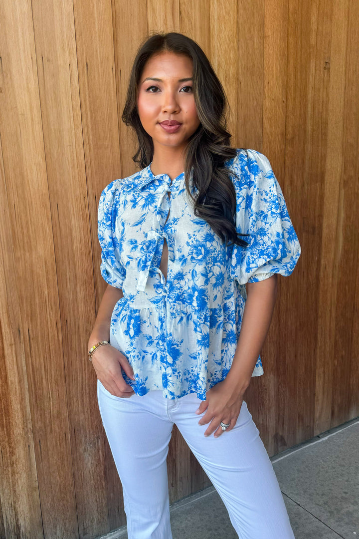 Tied to Perfection Linen Bow Top