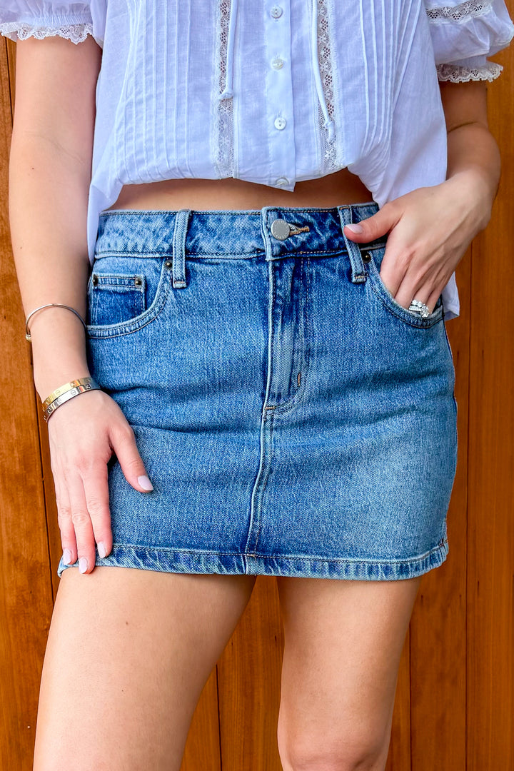 Now or Never Denim Mini Skirt