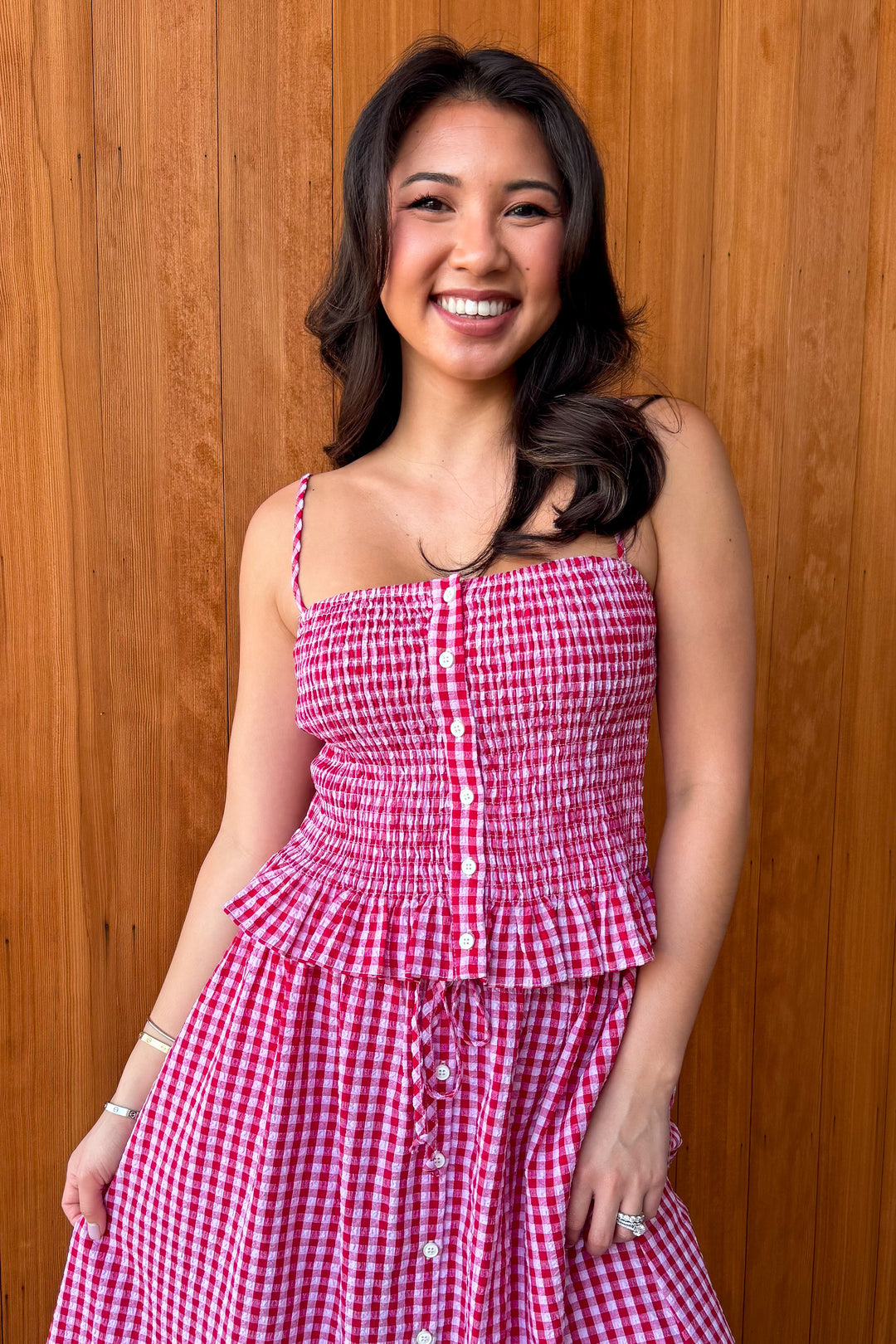 Sunny Days Gingham Top-Red