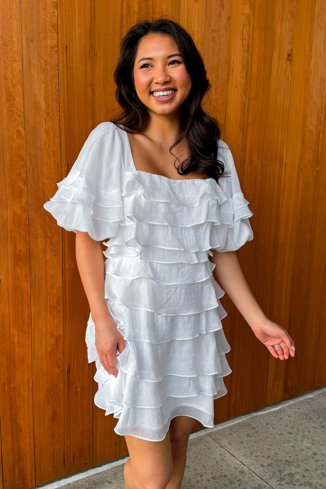 Lovely Darling Tiered Mini Dress - Off White