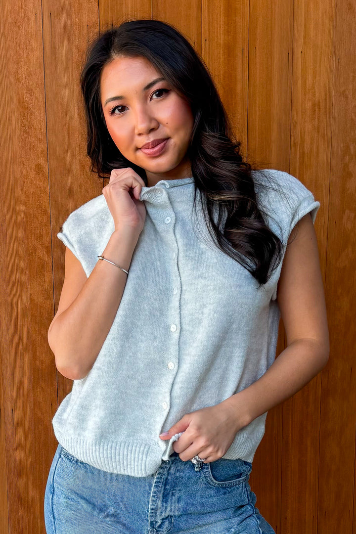 Piper Vest Cardigan-Light Grey