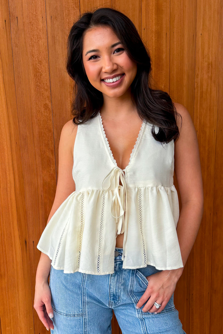 What You Need Tie Front Top- Off White