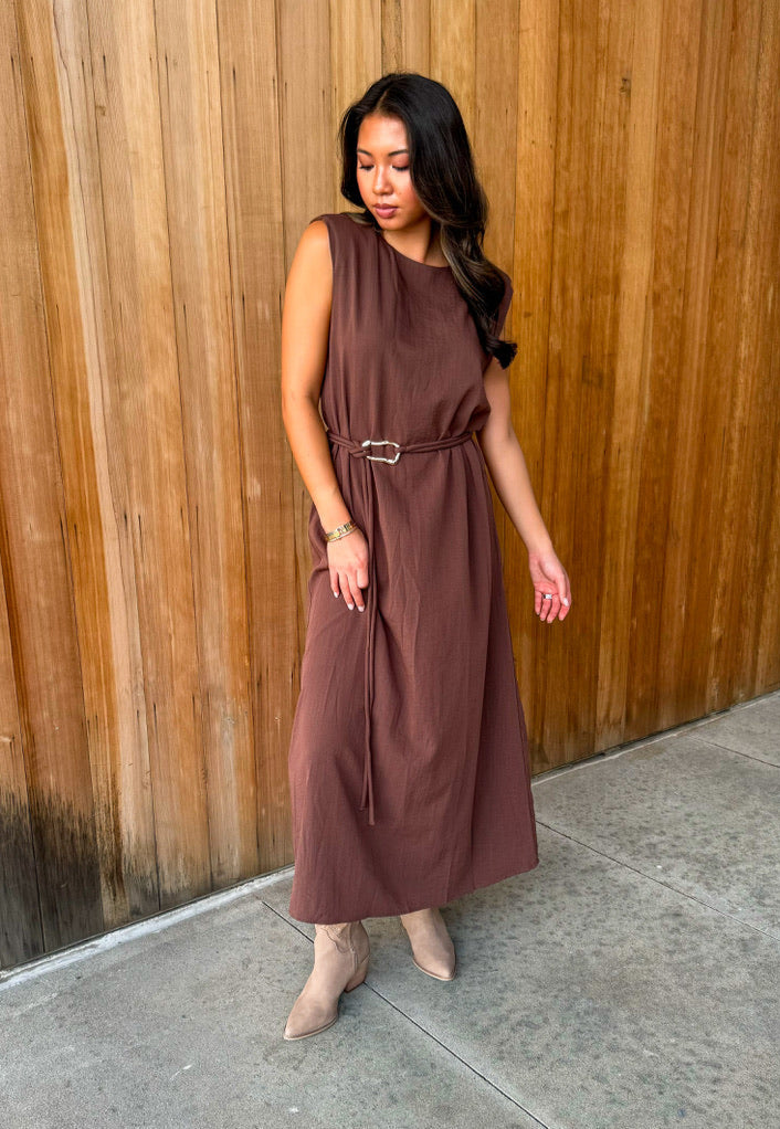 Never look Back Midi Dress- Espresso