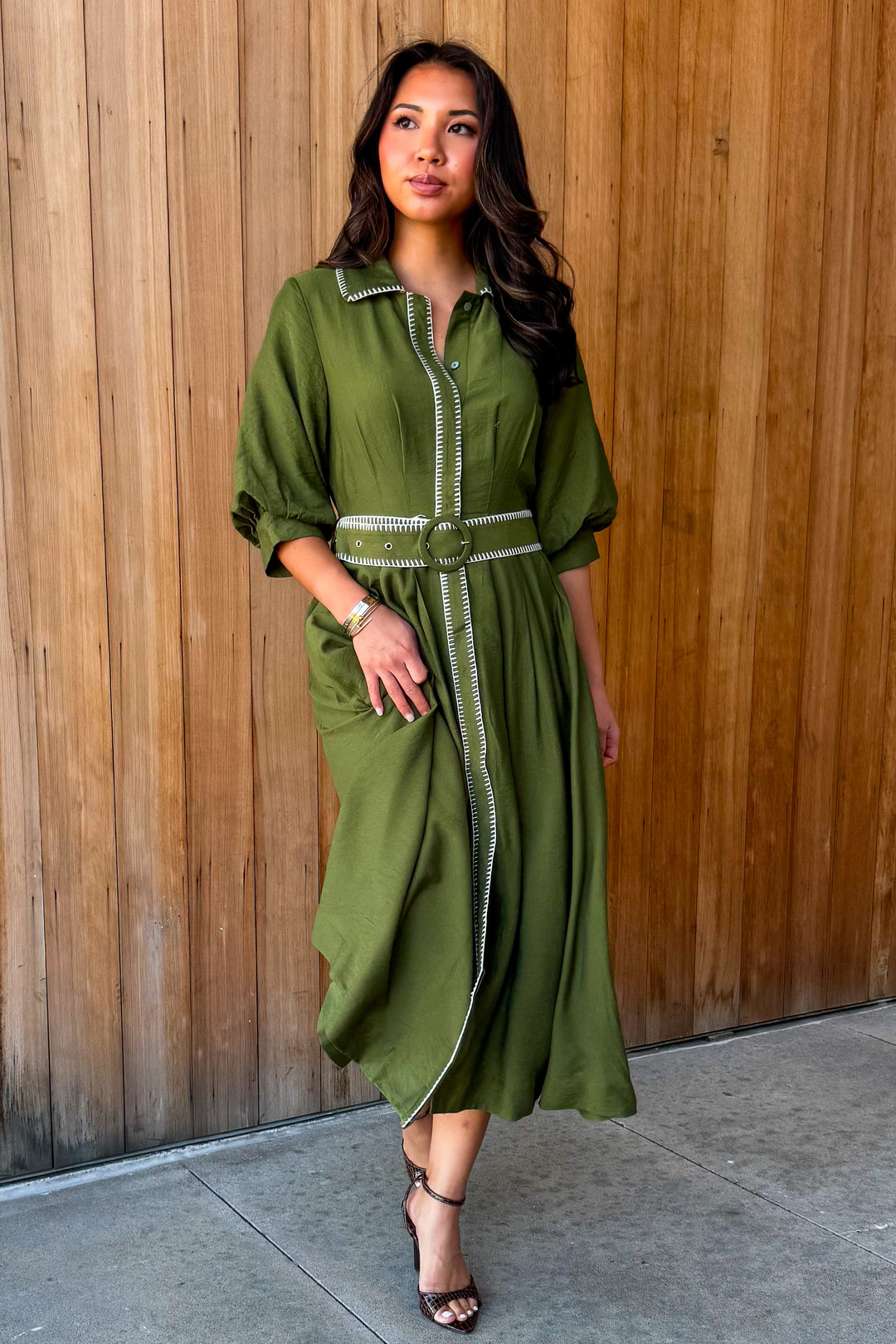 As You Are Collared Dress -Olive