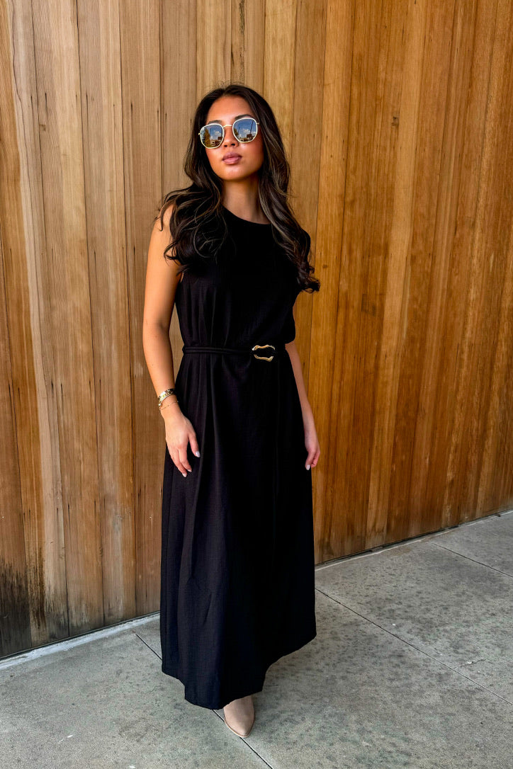Never look Back Midi Dress- Black