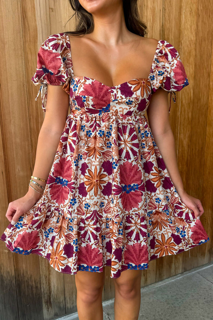 What a Dream Cream Rust Floral Babydoll Dress