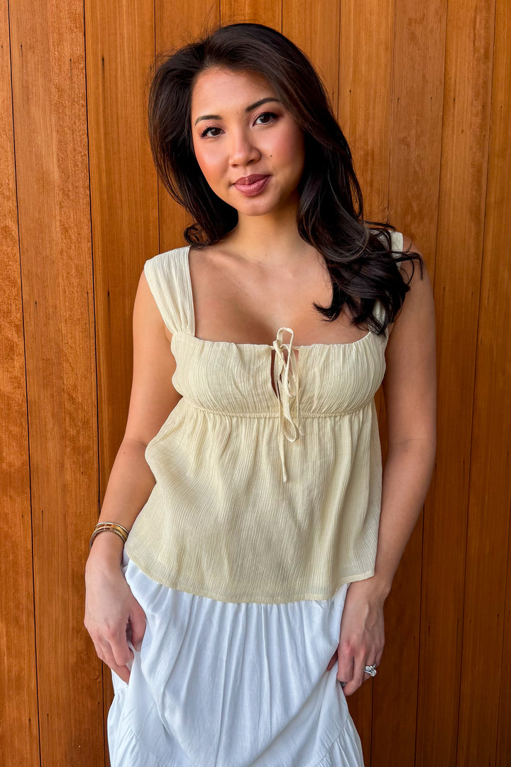 Easy Breezy Top-Pale Yellow