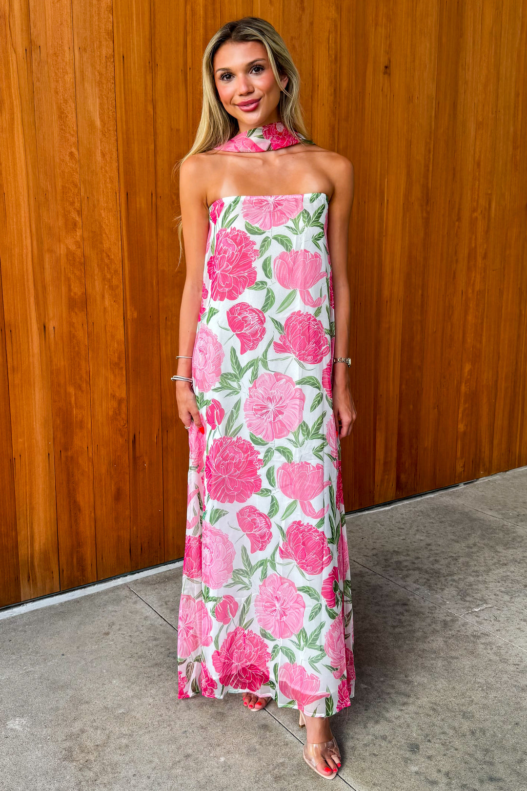 Bright Blooms Maxi Dress- Pink