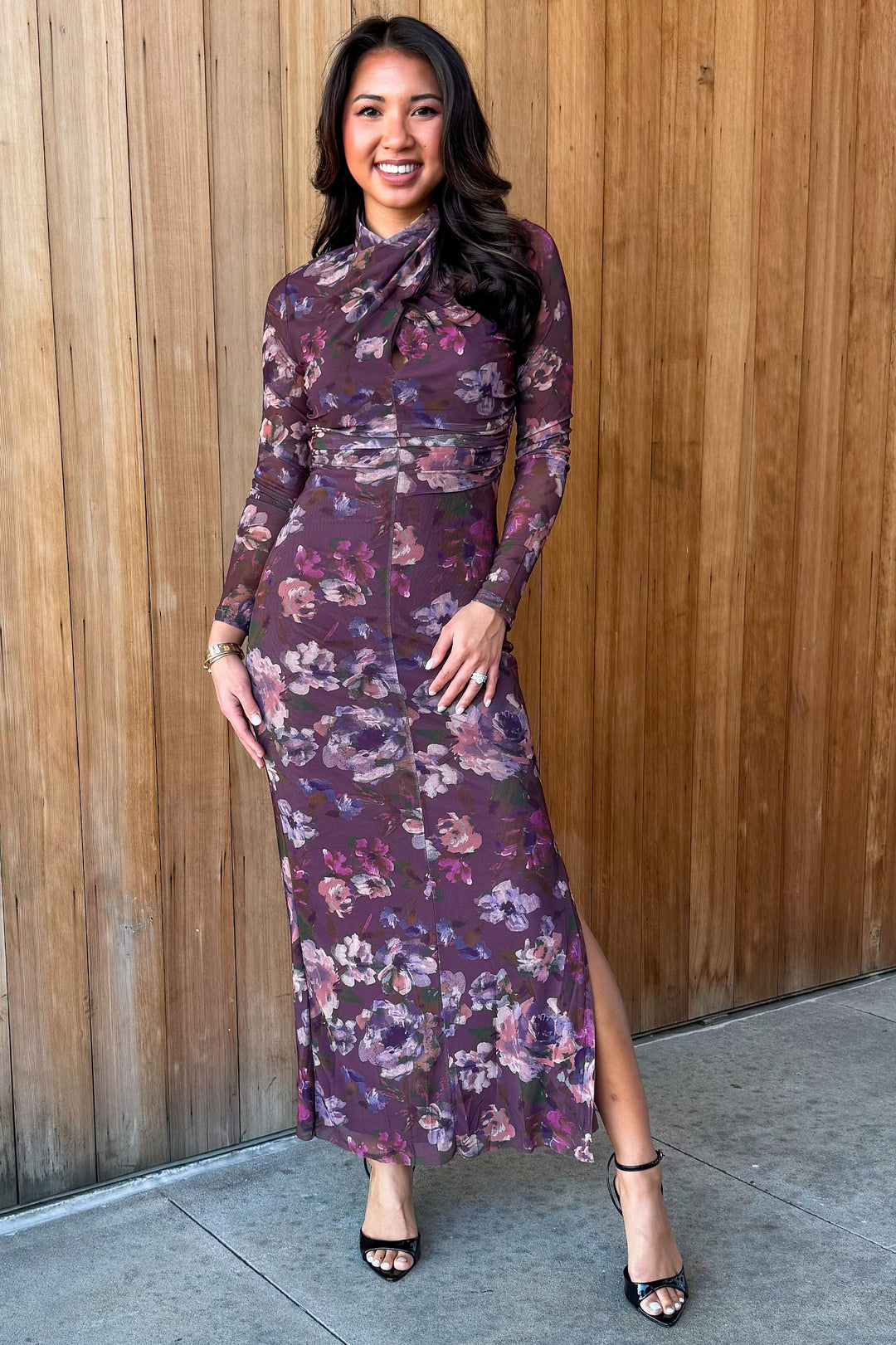 In your Dreams Mauve Floral Dress
