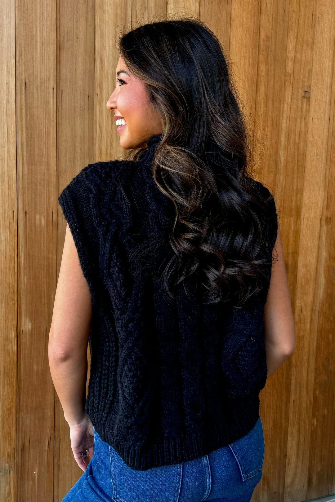 Trendsetter Black Cable Knit Vest