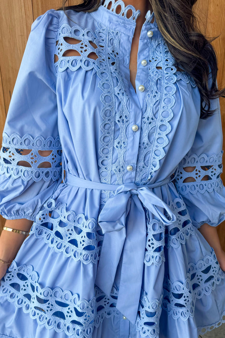 Timeless Elegance Light Blue Lace Dress