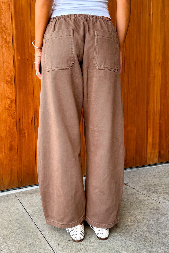 Sweet Life Drawstring Barrel Pants-Choco