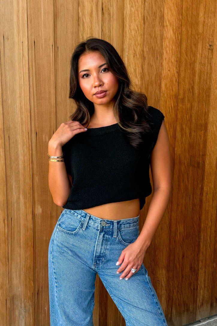 One More Thing Knit Top - Black