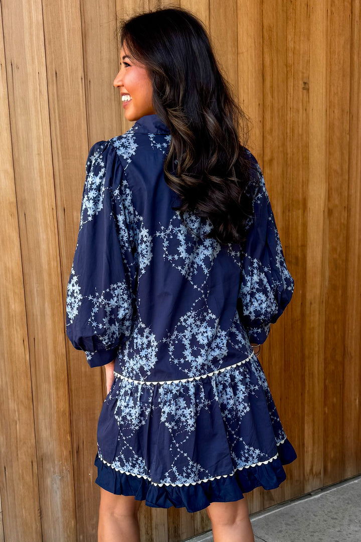 Lingering Love Navy Floral Dress