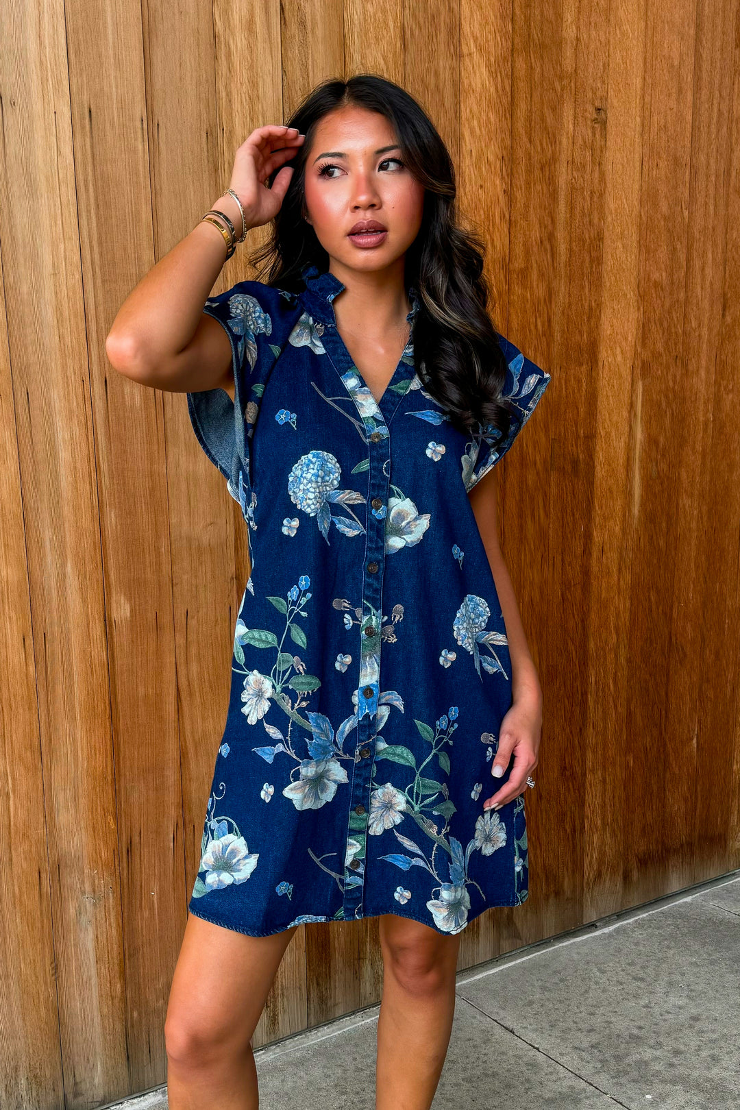 Loved by You Denim Floral Dress