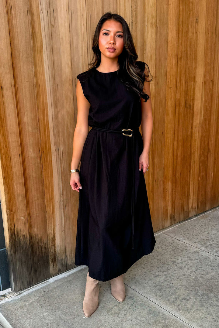 Never look Back Midi Dress- Black