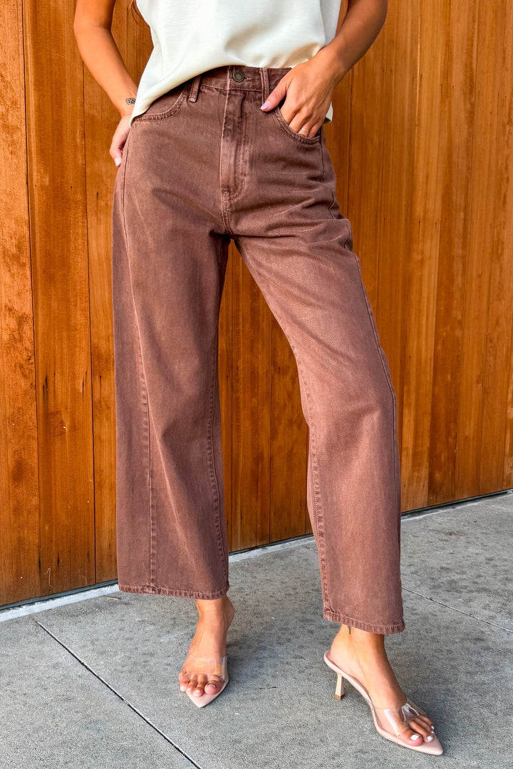 Just Black: Take it Easy Barrel Jean Twist -Vintage Brown