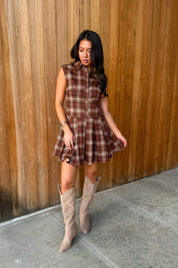High Hopes Plaid Collared Dress