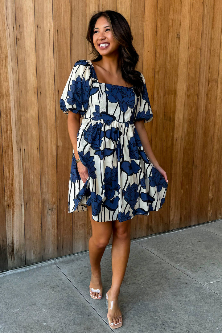 Bold Blossoms Navy Floral Dress