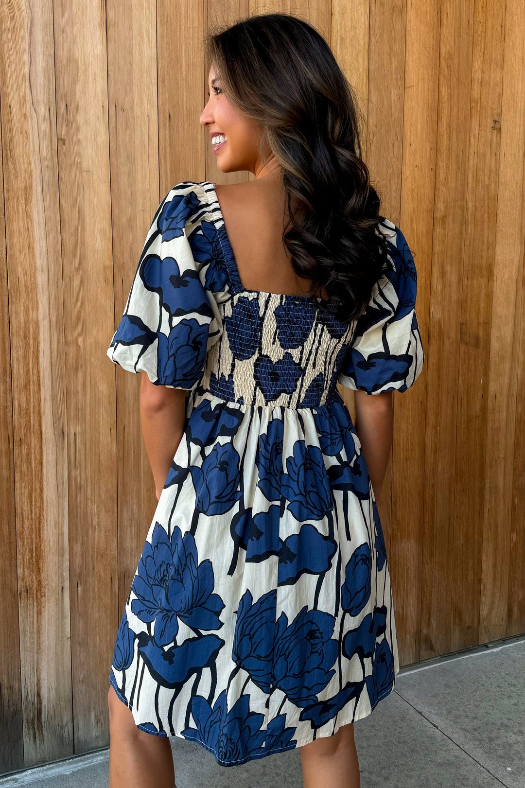 Bold Blossoms Navy Floral Dress